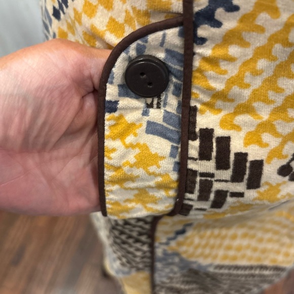 Maeve Anthropologie Yellow Houndstooth Front Pocket Skirt Sz 8 Preppy Rn#66170 - Picture 3 of 9